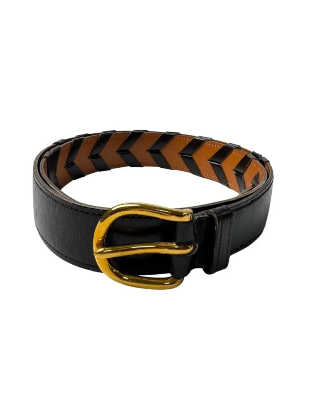 Hermes Belt Leather Black V Stitch L Vintage